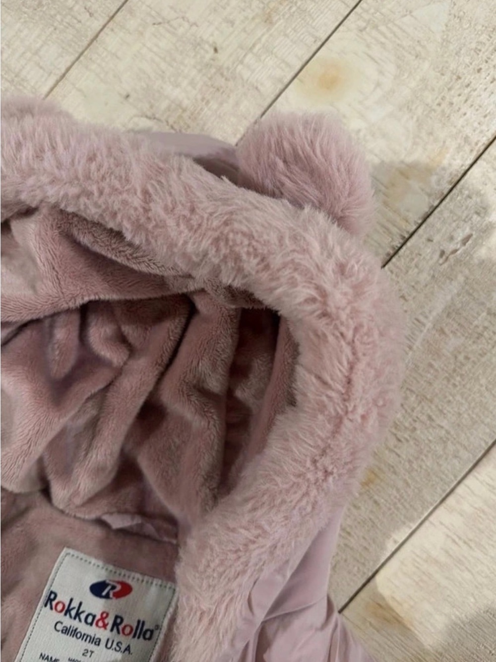 Toddler Plush-Trim Pink Hooded Puffer Coat - Picture 7 of 7